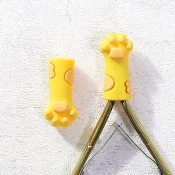 Bear Paw Print Silicone Nail Art Cuticle Nipper Protective Cover, for Scissors and Tweezers, Gold, 3.3x1.7cm
