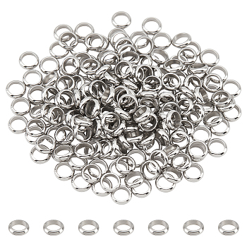 202 Stainless Steel Beads, Rondelle, Stainless Steel Color, 7x3mm, Hole: 4.5mm, 200pcs/box