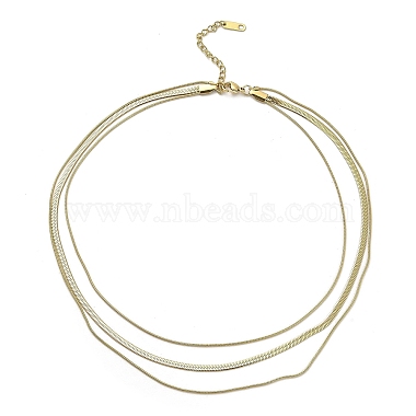 304 chaînes serpent en acier inoxydable 3 collier superposé pour femmes(NJEW-C028-01G)-2
