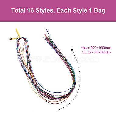 Kissitty 16 пакет 16 стиля металлик / полиэстер / органза / шнуры из пряжи шнуры для плетения волос(OHAR-KS0001-01)-3