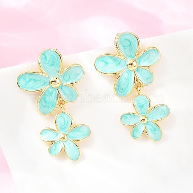 Valentine's Day Brass Dangle Stud Earrings(EJEW-D359-02G)-3