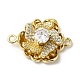 Rack Plating Brass Pave Clear Cubic Zirconia Flower Links Connector Charms(KK-M267-03G)-1