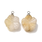 Heated Natural Citrine Pendants, with 201 Stainless Steel Loops, Flower Charms, 18x14x7mm, Hole: 1.6mm(GG-CBA487A-01P-01)