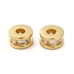 Rack Plating Brass Pave Cubic Zirconia Beads, Real 18K Gold Plated, Long-Lasting Plated, Lead Free & Cadmium Free, Column, Clear, 5x3mm, Hole: 1.8mm(KK-K346-32G-01)