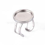 Non-Tarnish 201 Stainless Steel Cuff Pad Ring Settings, Laser Cut, Stainless Steel Color, Tray: 16mm, US Size 7 1/4(17.5)~US Size 8(18mm)(X-STAS-S080-040D-P)