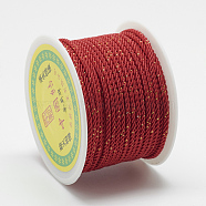 Metallic Stain Beads String Cords, Nylon Mouse Tail Cord, Red, 2.5~3mm, about 27.34 yards(25m)/roll(NWIR-R043-700)
