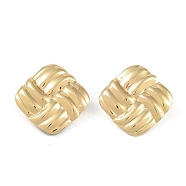 304 Stainless Steel Studs Earrings, Jewely for Women, Golden, Rhombus, 31.5x31.5mm(EJEW-K278-10B-G)