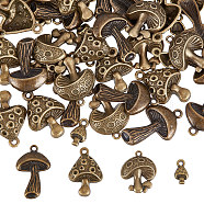 64pcs 4 style Alloy Pendants, Mushroom, Antique Bronze, 13~26x8~19mm, 16pcs/style(FIND-SC0004-11)