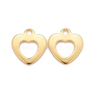 201 Stainless Steel Charms, Heart, Real 24k Gold Plated, 10x9x0.8mm, Hole: 1.4mm(STAS-K217-50C-G)
