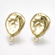 Alloy Stud Earring Findings, with Steel Pins and Loop, Light Gold, 18x12.5mm, Hole: 1.6mm, Pin: 0.7mm(X-PALLOY-T065-37)