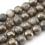 Natural Pyrite Beads Strands, Round, 6mm, Hole: 0.6mm, about 66pcs/strand, 15.75 inch(40cm)(G-G839-01-6mm)
