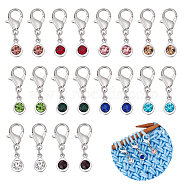 20Pcs 10 Colors Alloy Glass Pendant Stitch Markers, Crochet Lobster Claw Clasp Charms, Mixed Color, 3cm, 2pcs/color(HJEW-NB00036)