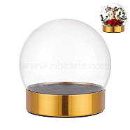 Glass Dome Cover, Decorative Display Case, Cloche Bell Jar Terrarium with 304 Stainless Steel Base, for DIY Preserved Flower Gift, Round, Finished Product: 128x120mm(DJEW-WH0015-102B)
