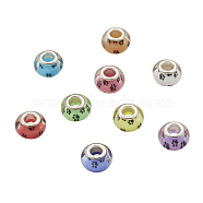 Large Hole Dog Paw Prints Pattern, Acrylic European Beads, with Silver Tone Brass Double Cores, Rondelle, Mixed Color, 14x9~10mm, Hole: 5mm(OPDL-TA0001-01)