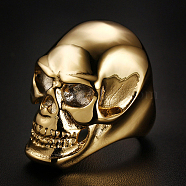 Titanium Steel Skull Finger Ring, Halloween Punk Jewelry for Men Women, Golden, US Size 10(19.8mm)(SKUL-PW0002-036C-G)