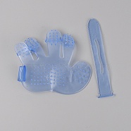PVC Pet Bath Brush, Glove Massage Palm Five Finger Brush, Pet Supplies, Blue, 110~134x26~115x3~10mm, 2pcs/set(TOOL-WH0133-81A)