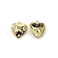 Alloy Rhinestone Pendant, Heart, Light Gold, 18.5x17x5mm, Hole: 2mm(PALLOY-TAC0024-32LG)