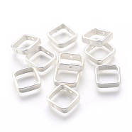 Brass Bead Frames, Long-Lasting Plated, Lead Free & Cadmium Free & Nickel Free, Square, Matte Style, 925 Sterling Silver Plated, 13x13x4mm, Hole: 1.4mm, Inner Size: 10mm(KK-F774-07MS-NR)