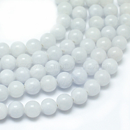 Natural Yellow Jade Beads Strands, Dyed, Round, Alice Blue, 8mm, Hole: 1mm, about 50pcs/strand, 15.75 inch(G-G598-8mm-YXS-01)