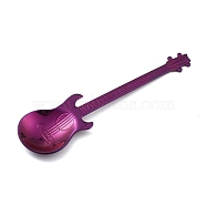 304 Stainless Steel Teaspoon, Guitar Spoon, for Stirring Mixing Sugar Dessert Coffee Spoon, Purple, 120.5x32x1.5mm(AJEW-O033-01G)