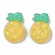 Transparent Resin Decoden Cabochons, with Glitter Powder, Pineapple, Gold, 23.5x16x8.5mm(X-CRES-N034-08)