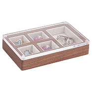 Mini Rectangle Wood Jewelry Presentation Box, Portable Travel Jewelry Storage Case with Visible Magnetic Acrylic Flip Lid, for Bracelet, Necklaces Showing, Old Lace, 9.6x6x1.95cm(CON-WH0095-44A)