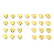 Ion Plating(IP) 316L Surgical Stainless Steel Beads, Love Heart with Letter Bead, Real 18K Gold Plated, 5.5x6.5x2.5mm, Hole: 1.4mm, 1pc/style, 26 style, 26pcs/set(STAS-R230-01-G)