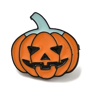 Halloween Series Black Aolly Brooches, Enamel Pins, Pumpkin, 23.5x24x2mm(JEWB-U004-03B)