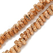 Electroplated Natural Lava Rock Beads Strands, Triangle, Light Gold Plated, 5x4.5x3mm, Hole: 1mm, about 149pcs/strand, 15.35''(39cm)(G-I360-H02-02)