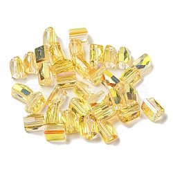 Electroplate Glass Beads, Faceted, Triangle, Gold, 7.5x5.5x6mm, Hole: 1.2mm, 100pcs/bag(EGLA-Z004-05B)