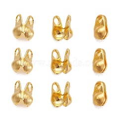 Iron Bead Tips, Calotte Ends, Cadmium Free & Lead Free, Clamshell Knot Cover, Golden, 4x2mm, Hole: 1mm, 1.5mm inner diameter, about 625pcs/20g(X-IFIN-R199-01G)