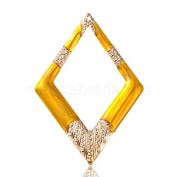 Light Gold Plated Iron Enamel Pendants, Rhombus Ring  Big Pendants, Gold, 78x55x2mm, Hole: 2mm(IFIN-J076-01KCG)
