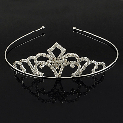 Fashionable Wedding Crown Rhinestone Hair Bands, Headpiece, Bridal Tiaras, with Iron and Brass Base, Crystal, 120mm(OHAR-R271-15)