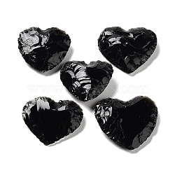 Hammered Natural Obsidian Healing Stones, Heart Love Stones, Pocket Palm Stones for Reiki Ealancing, 30.5~35.5x33~38x8~12mm(DJEW-NH0001-01)