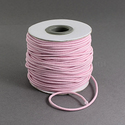Round Elastic Cord, with Nylon Outside and Rubber Inside, Pink, 2mm, about 43.74 yards(40m)/roll(EC-R001-2mm-008A)
