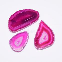 Natural Agate Pendants, Dyed, Nuggets, Hot Pink, 60~85x35~55x5mm, Hole: 2mm(G-F428-A-06)