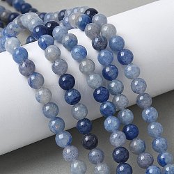 Natural Blue Aventurine(Dyed and Heated) Beads Strands, Round, 6mm, Hole: 0.7mm, about 58pcs/strand, 15.04''(38.2cm)(G-U015-6MM-01)