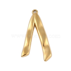 Ion Plating(IP) 304 Stainless Steel Pendants, Letter V Charm, Real 18K Gold Plated, 31x17x2mm, Hole: 1.5mm(STAS-U019-38G)