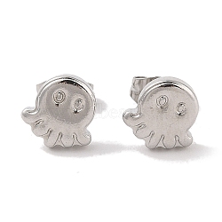 Non-Tarnish 304 Stainless Steel Octopus Stud Earrings for Women, Stainless Steel Color, 9x8.5mm(EJEW-G389-03P)