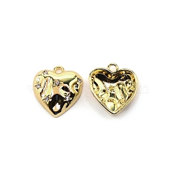 Alloy Rhinestone Pendant, Heart, Light Gold, 18.5x17x5mm, Hole: 2mm(PALLOY-TAC0024-32LG)