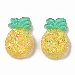 Transparent Resin Decoden Cabochons, with Glitter Powder, Pineapple, Gold, 23.5x16x8.5mm(X-CRES-N034-08)