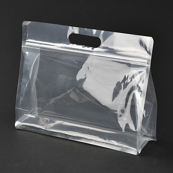 Transparent Plastic Zip Lock Bag, Plastic Stand up Pouch, Resealable Bags, with Handle, Clear, 21.3x28x0.08cm