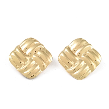 304 Stainless Steel Studs Earrings, Jewely for Women, Golden, Rhombus, 31.5x31.5mm