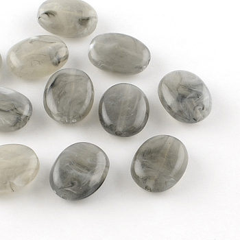 Oval Imitation Gemstone Acrylic Beads, Gray, 19x15x7mm, Hole: 2mm, about 330pcs/500g
