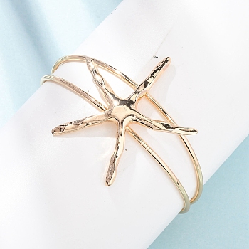 Alloy Cuff Bangles for Women, Golden, Starfish, Inner Diameter: 2.91 inch(7.4cm)