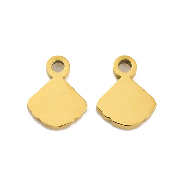 Ion Plating(IP) 304 Stainless Steel Charms, Laser Cut, Shell Shape Charm, Real 18K Gold Plated, 9x7x1mm, Hole: 1.4mm