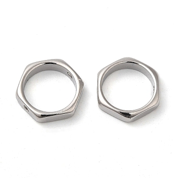Brass Bead Frame, Nickel Free, Hexagon, Real Platinum Plated, 10x10x2.5mm, Hole: 1mm