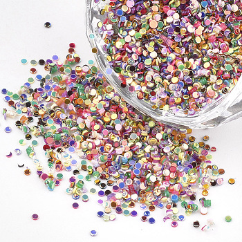 Ornament Accessories, PVC Plastic Paillette/Sequins Beads, Flat Round, Mixed Color, 1x0.2mm, about 20000pcs/50g