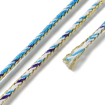 14M Duotone Polyester Braided Cord, Round, Deep Sky Blue, 2.5mm, about 15.31 Yards(14m)/Roll