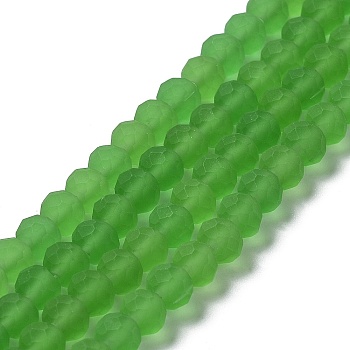 Transparent Glass Beads Strands, Faceted, Frosted, Rondelle, Lime Green, 3.5mm, Hole: 1mm